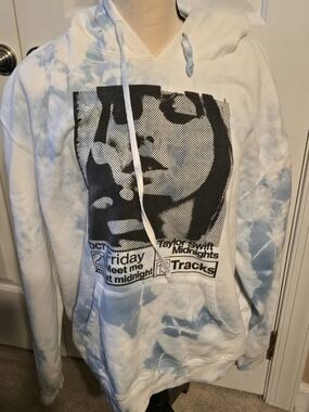 Taylor Swift 'Midnights' Tie-Dye Hoodie - White & Light Blue